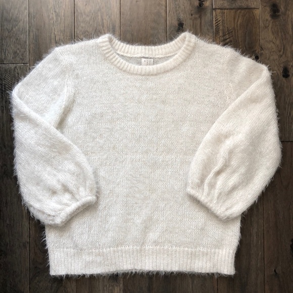Cream balloon sleeve eyelash sweater - Picture 1 of 7